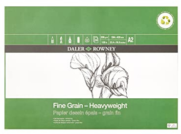 Daler-Rowney Fine Grain Eco Heavyweight A2 Künstlerblock, 100% recycelt, säurefrei, 200 g, 30 Blatt