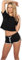 Urban Classics Damen Ladies French Terry Hotpants Short, Mehrfarbig (blk/wht 50), 42 (Herstellergröße: XL)