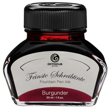 Octopus Fluids Füllhaltertinte im Tintenglas, Schreibtinte für Füllhalter, Füllertinte in Burgunder 30ml im Tintenfass, Kalligraphie Tinte