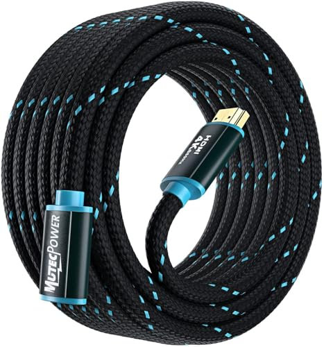 MutecPower High Speed 5 Meter HDMI 2.0 Verlängerungskabel Männlich zu Weiblich 18Gbps 4K@60Hz mit HDR VRR & ARC 28 AWG 5m Stecker auf Buchse Kabel Blau/Schwarz geflochten
