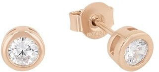 s.Oliver Ohrstecker 925 Sterling Silber Damen Ohrschmuck, mit Zirkonia synth., 0,6 cm, Roséfarben, Kommt in Schmuck Geschenk Box, 9933549