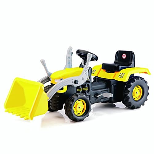 Unbekannt Dolu Pedaltraktor mit Bagger für Kleinkinder ab 3 Jahren, Kinder-Pedaltraktor mit Lernfunktion zum Treten - Ideales Spielzeug für drinnen und draußen - Gelb