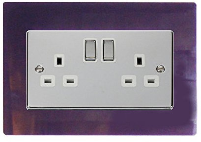 Focus Plastics DOUBLE LIGHT SWITCH SOCKET COLOURED ACRYLIC SURROUND FINGER PLATE - BUY 2 GET EXTRA 1 FREE (10 COLOURS) … (Purple)