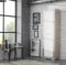 FORTE ATTRUS Schrank 60, Kleiderschrank klein, Flurschrank schmal, Garderobenschrank Skandinavisch, Weiß Hochglanz mit Holzdekor: Sandeiche, 58 cm breit x 198.5 cm x hoch x 36 cm tief