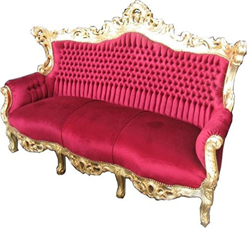 Casa Padrino Barock Sofa Master Bordeaux Rot/Gold - Barockmöbel