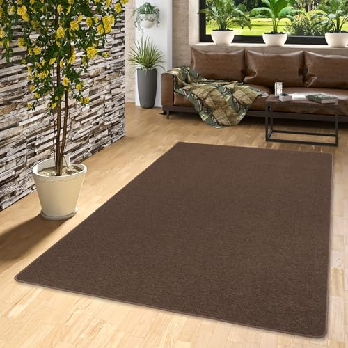STRONG Feinschlingen Velour Teppich Dunkelbraun in 24 Größen