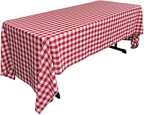 LA Linen Nappe à Carreaux, 152,4 x 304,8 cm, Rouge