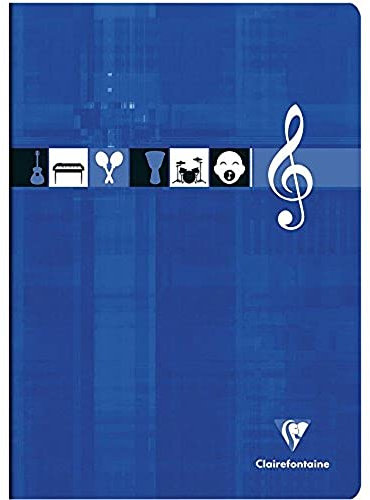 Clairefontaine 63117AMZC - Set mit 2 Heften, 24 Blatt, DIN A4, 21 x 29,7cm, 90g, französische Lineatur, ideal für Musikunterricht, 1 Set, farbig sortiert