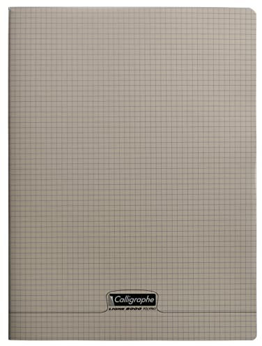 Calligraphe 18386C Un Cahier Agrafé Gris (une Marque de Clairefontaine) - 24x32 cm - 96 Pages Petits Carreaux - Papier Blanc 90 g - Couverture Polypro Transparent