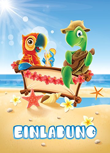 JuNa-Experten 6 Einladungskarten Kindergeburtstag Mädchen Jungen Jungs Tiere Papagei Geburtstagseinladungen Einladungen Geburtstags-Party Kartenset