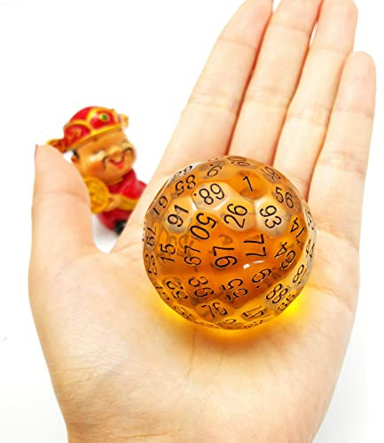 Bescon Translucent Polyhedral Dice 100 Sides Dice, Transparent D100 die, 100 Sided Cube, D100 Game Dice,100-Sided Cube of Amber