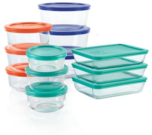 Pyrex 1136614 Almacenamiento de Alimentos de Vidrio, Cristal, Multicolor
