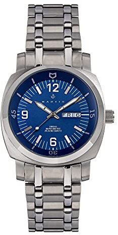 NAUTIS Stealth Quartz Silver Stainless Steel Bracelet Men's Watch with Date GL2087-C
