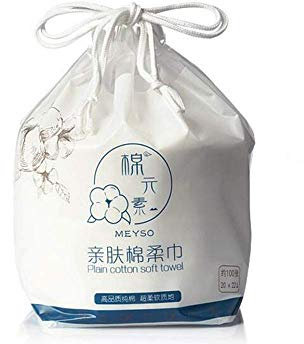 OUKAIDE Disposable Cleaning Cotton Face Towel, Non-Woven Fabric Disposable Wipers Washcloths, Makeup Facial Soft Pads, Disposable Beauty Towels 100 Pieces per roll