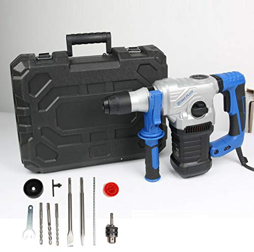 New 1500W Electric Hammer Drill SDS Plus Demolition Breaker + Chisel Set + Case