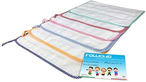 Set mit 6 Handtüchern für den Kindergarten, einfarbig, mit Aida-Stoff zum Sticken des Namens (6 Stück Mädchen)