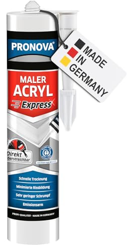Pronova Maleracryl Weiß Innen Aussen - Acryl Weiß - Schnell trocknende Acryl Dichtmasse, Direkt Überstreichbar, Minimierte Rissbildung, Haftstark auf Feuchten Untergründen, Silikonfrei, Emissionsarm