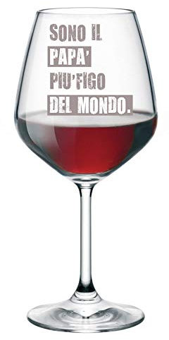 Colorfamily Calice vino con incisione Papà - sono il papà più bello del mondo - festa del papà - bicchiere in vetro chiaro, capienza 500 ml