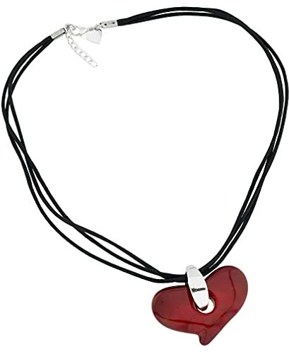 Amore Murano Glas Herz Halskette - Rot