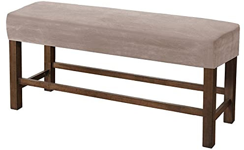 JHLD Universal-Bezug Für Esszimmer-Bank, Samt Dining Bench Cover Für Esszimmer Stretch Bezug Für Esszimmerstuhl Elastische Stuhlhussen Abnehmbare Waschbar Für Wohnzimmer-Taupe-Groß