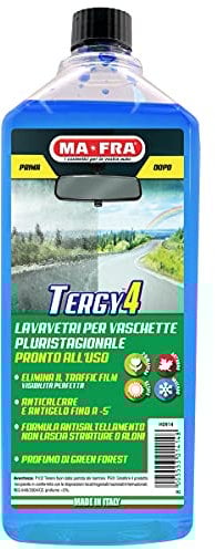 MAFRA, Tergy 4, Liquido Lavavetri Pluristagionale per Vaschette Tergicristallo Pronto All'Uso per una Pulizia Efficace e Senza Aloni, con Azione Anticalcare e Antigelo Fino a -5°C, Formato 1000ml