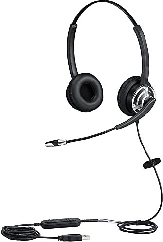 USB headset with Noise Cancelling Mic for Home, Office or Call Centres. Use with SKYPE for Business, MS Teams and all other softphone applications, Plug and Play on multiple platforms. (EAR-806UC)