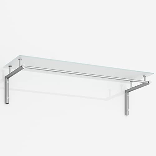 Wandgarderobe Edelstahl mit Glasablage, 80 cm breit - PHOS Design