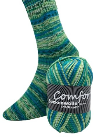 Comfort Wolle Sockenwolle 100gr Knaul 4-Fach 420m Premium Strumpfgarn Made in Italy mit großer bunter Farbauswahl (55-05)