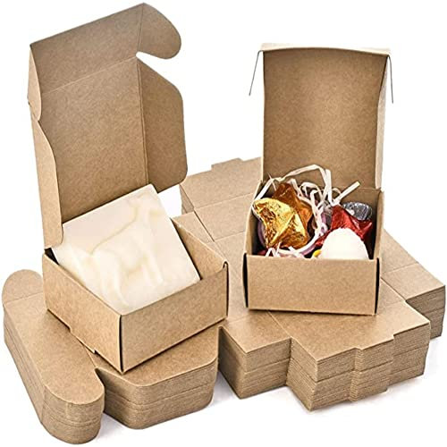 OmeHoin 50 stücke Quadratische Kraftpapier Box Starke Wiederverwendbare Montieren Schmuck Kerzen Seifen Verpackung Karton Für Hochzeitsfest Partys 7,5x7,5x3cm