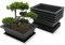 MissFox Bonsai Schale mit Untersetzer, Blumentopf Rechteckig aus Kunststoff, Bonsai Topf Set Pflanztopf für Garten, 6 Stücke Blumentöpfe Groß mit Tablett, 23x17x8cm