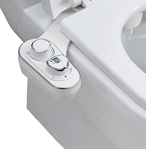 Elcare Bidet, Heiß- und Kaltwasser-Bidet-Aufsatz für Toilette, Selbstreinigung und Doppeldüse für Frauen und Rückwäsche, Druckknopfschalter für einfache Nutzung (weiß)