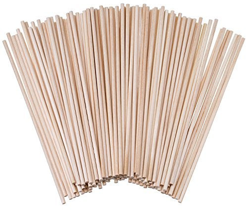 Craft Wood Sticks, Tiges de Cheville en Bois Naturel Non Traité, Paquet de 100 pour Projets de Modélisme, Sculpture Et Artisanat (4 X 150 Mm)