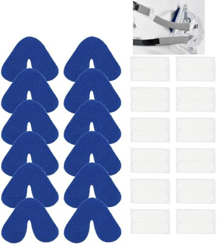 12 Stück CPAP-Masken-Nasenpolster, bessere Abdichtung zur Vermeidung von Luftlecks, Polyester-Nasenpads, Nasenschutz für CPAP-Maskenkissen, CPAP-Liner-Zubehör