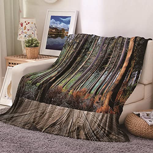 Fleecedecke XL, Kuscheldecke Bunt Strick Warm Grün Sofaüberwurf Flanell Baum Sofadecke Couchdecke 180X220CM