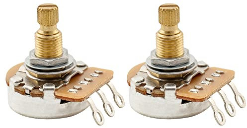 Musiclily Pro HD B500K Full Brass Metric Coarse 18-Spline Split Shaft Pots Linear Taper Potentiometers for Electric Guitar Bass (Set of 2)