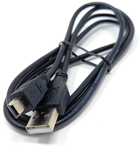 1.2m Mini USB to USB 24AWG 2.0 Hi-Speed 2.0 A-Male to Mini-B 5pin Cable Power & Data Lead (3.9ft, Black Nickel Connectors)