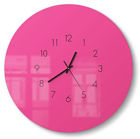 DEQORI Glasuhr | rund Ø 50 cm | Unifarben - Rosa | große XXL Design Uhr aus Glas | leise Wanduhr für Wohnzimmer & Küche | Moderne Hingucker Uhr für die Wand