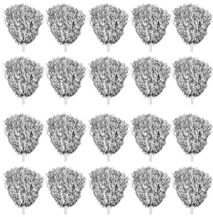 20 Stück Metallische Cheerleader-Pompons mit Langem Griff, Cheering Squad-Handblumen-Cheerleader-Pompons für Kinder, Schule, Tanz, Sport, Leistung(Silber)