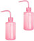 2Pcs Pink Safety Wash Bottle Tattoo Wash Bottles with Scale Labels Plastic Lab Squeeze Bottle,No Spill Bend Mouth Watering Cans Scale Labels Safety Wash Bottle Plastic Squeeze Bottles for Lab