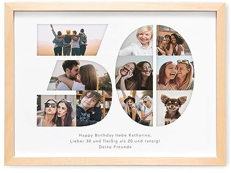 30. Geburtstag Frau Mann Fotogeschenk mit eigenem Foto personalisiertes Geburtstagsgeschenk Bilder Geschenkidee runder Geburtstag Fotocollage (mit oder ohne Bilderrahmen) (30)