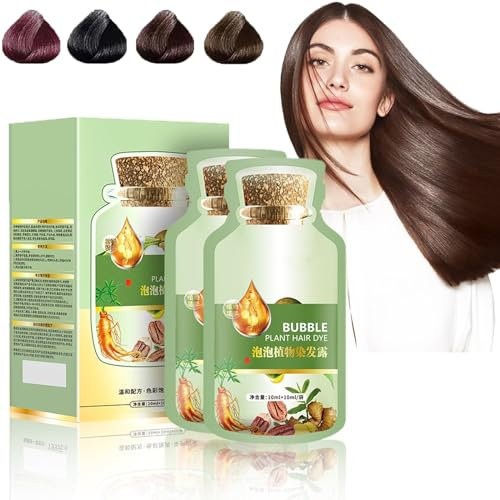 Natürliches Pflanzenhaarfärbemittel, Blasenhaarfärbemittel, Pflanzenfrucht-Haarfärbecreme, reiner Pflanzenextrakt für graue Haare, Blasenhaarfärbemittel (Kaffee)