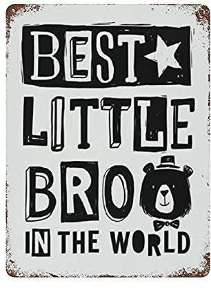 Metall-Blechschild „Best Little BRO in The World“, Vintage-Blechposter, Metallschild, Wanddekoration, Landhaus, Küche, Zuhause, Garage, Dekor, 40,6 x 30,5 cm