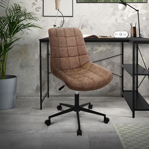 ML-Design Bürostuhl, Braun, Kunstleder Sitzfläche, Metallgestell, Polsterstuhl mit Rückenlehne, höhenverstellbar, 360° Drehstuhl mit 5 Rollen, Ergonomischer Schreibtischstuhl für Home Office/Büro