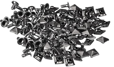 QUARKZMAN 120 Ensembles Rivet à Pointe pour Vêtements, 6mm Clous à Tête de Clou à Rivets Rapides en Forme Cône, Pointe Carrées Punk en Cuivre Décorations Maroquinerie (Noir Métallique)