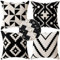 MIULEE Pack of 4er Kissenbezüge Outdoor wasserdichte Leinen Kissen wasserdichte Kissenbezug Gedruckte kissenhülle Für Zelt Park Bett Sofa Stuhl Schlafzimmer Dekorativ Balkon 45x45cm Schwarz Geometrie