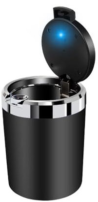 CLZXCV Selbstlöschender Auto Aschenbecher für Opel Agila/Antara/Ampera/Astra/Corsa/Crossland/Insignia, Tragbare mit Licht Auto Aschenbecher Geruchsdicht Auto Innen Zubehör,1 Black