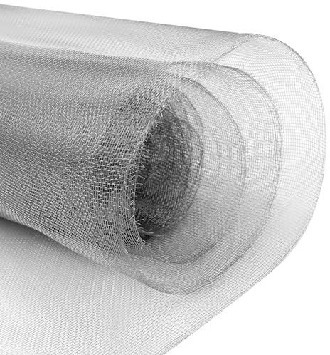 QWORK® Rete metallica in 304 acciaio inossidabile, Zanzariera per Finestra 1.2 m x 3 m, rete metallica a maglia fine, diametro del filo: 0.15 mm, dimensione della maglia 1.3 mm