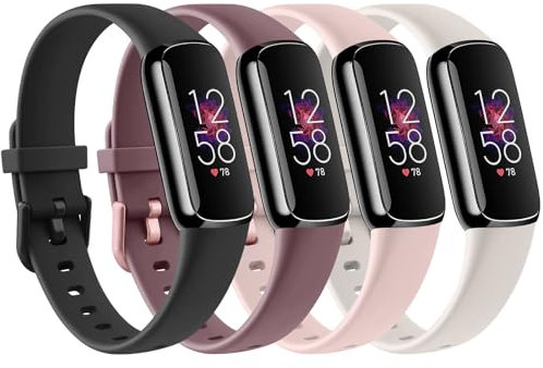 Vancle Lot de 4 bracelets de rechange en silicone souple pour Fitbit Luxe, pour homme et femme, L