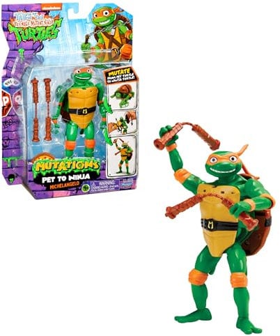 TORTUES NINJA, 1 Figurine Deluxe 15 cm, Transformable, Modèle Michelangelo, pour Les Enfants dès 4 Ans, TU8383