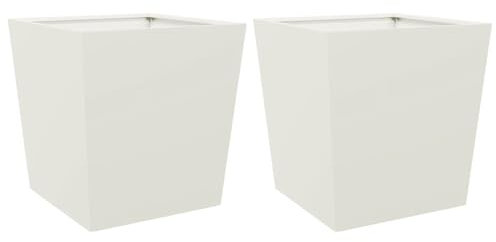 vidaXL Fioriere da Giardino 2 pz Bianche 50x50x50 cm in Acciaio, fioriera, fioriera da Patio, Vaso Fiori da Esterni, fioriera da Esterno